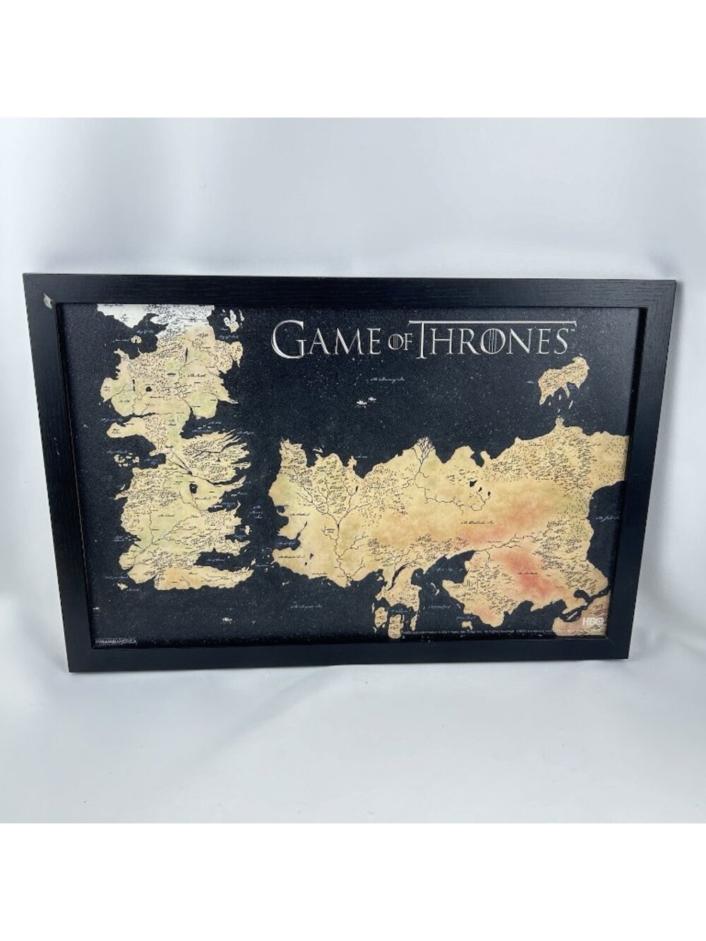 HBO Game of Thrones Westeros Map on Rough Texture Plastic 18" x 12" With Frame